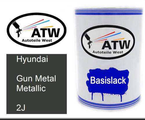 Hyundai, Gun Metal Metallic, 2J: 500ml Lackdose, von ATW Autoteile West.